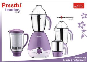 Stainless Steel Preethi Mixer Grinder Lavender 600 W Preethi