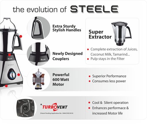 Preethi Steele Mixer Grinder | Buy Indian Kitchen