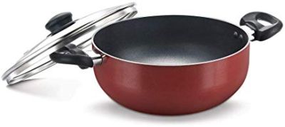 Prestige   DLX Induction Base Non-Stick Aluminium Deep Kadai, 28cm