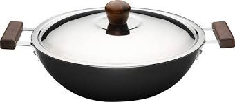 Wonderchef Ebony Hard Anodized Aluminium Wok with Lid
