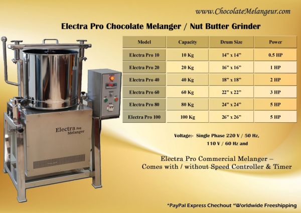 Electra Pro 40 KG Chocolate Melanger Nut Butter Grinder