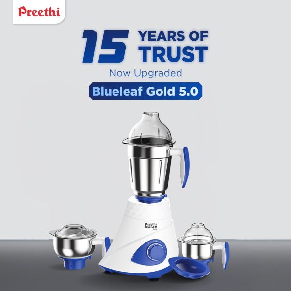 Preethi Mixer Grinder Blue Leaf Gold MG 150 - 3 Jars 750 Watt