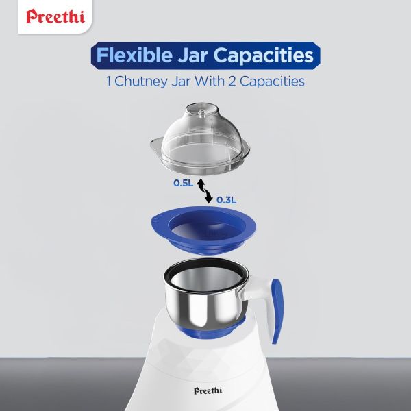 Preethi Mixer Grinder Blue Leaf Gold MG 150 - 3 Jars 750 Watt