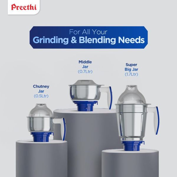 Preethi Mixer Grinder Blue Leaf Gold MG 150 - 3 Jars 750 Watt