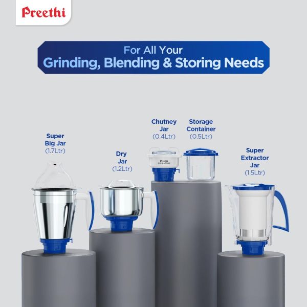 Preethi Mixer Grinder Blue Leaf Platinum MG 139 - 4 Jars 750 Watt