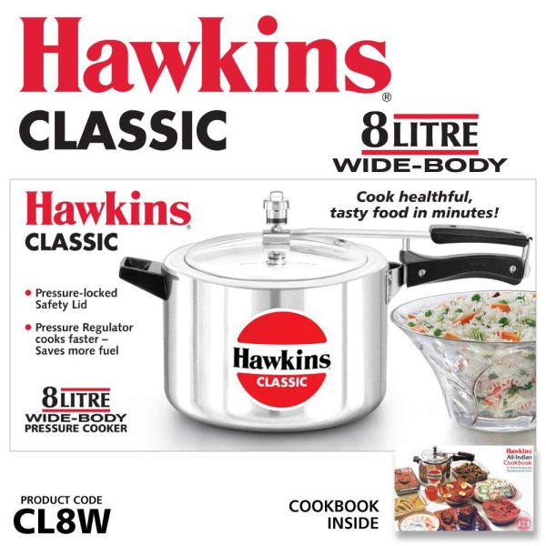Hawkins Classic Pressure Cooker 8 L wide