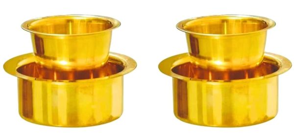 Brass Coffee/Tea Cup & Sauce (Set of 6)