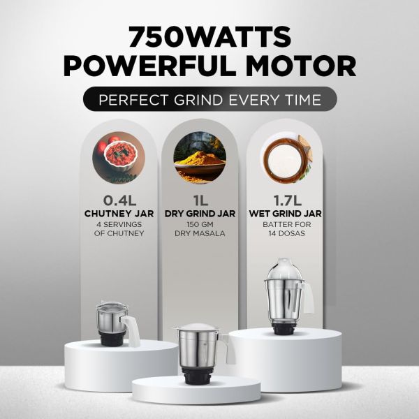 Preethi Mixer Grinder Popular MG 142 - 3 Jars 750-Watt 