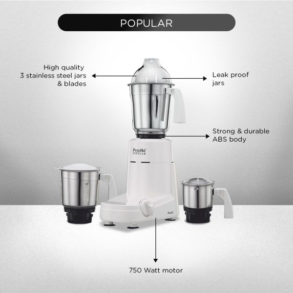 Preethi Mixer Grinder Popular MG 142 - 3 Jars 750-Watt 