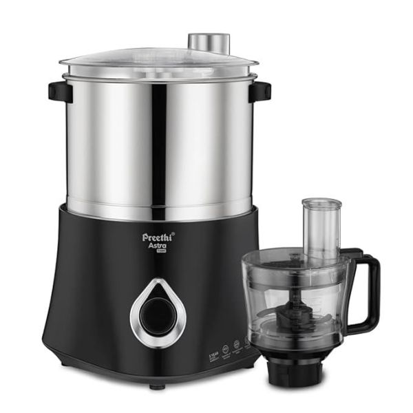 Preethi Wet Grinder Stainless Steel Astra Expert Table Top With Food Processor, 2 Liter (Black) 150 Watts