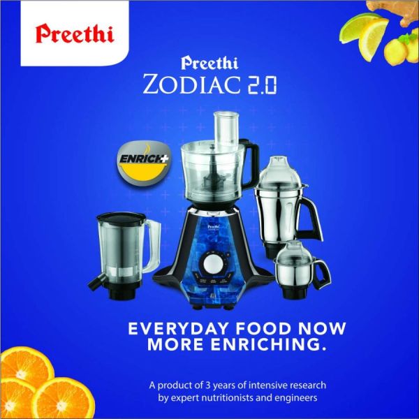 Preethi Mixer Grinder Zodiac 2.0 MG 255 - 4 Jars 1000 Watt  