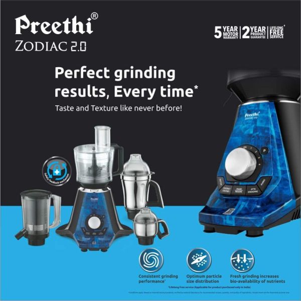 Preethi Mixer Grinder Zodiac 2.0 MG 255 - 4 Jars 1000 Watt  