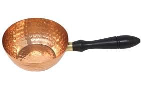 Shalinindia Copper Frying Pan with Wooden Handle Cookware  