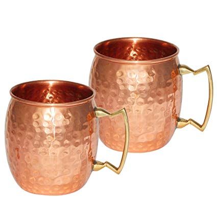 ShalinIndia Copperware  Drinkware Copper Mugs Set of 2