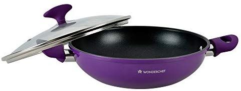 Wonderchef Induction Base Non-Stick Aluminum Elite Wok with Lid